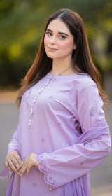 LNF 176 LILAC CHIKAN KARI LAWN 3 PCS