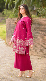 LNF 177 DEEP PINK 2 PCS SHIRT & TROUSER