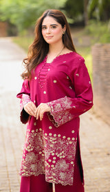 LNF 177 DEEP PINK 2 PCS SHIRT & TROUSER