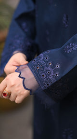 LNF 178 NAVY BLUE CHIKAN KARI LAWN 3 PCS