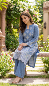 LNF 179  SHADOW BLUE 2 PCS SHIRT & TROUSER