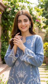 LNF 179  SHADOW BLUE 2 PCS SHIRT & TROUSER