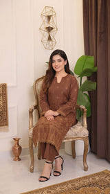 LNF 181 BROWN 2 PCS SHIRT & TROUSER