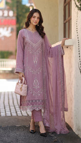 LNF 189 TEA PINK CHIKAN KARI LAWN 3 PCS