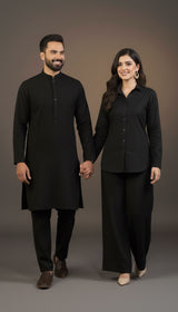LNF-190 BLACK UNSTITICHED MATCHING SET FOR COUPLES