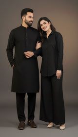 LNF-190 BLACK UNSTITICHED MATCHING SET FOR COUPLES