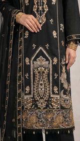 LNF 191 BLACK CHIKAN KARI LAWN 3 PCS