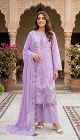 LNF 192 LILAC CHIKAN KARI LAWN 3 PCS