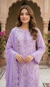 LNF 192 LILAC CHIKAN KARI LAWN 3 PCS