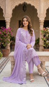 LNF 192 LILAC CHIKAN KARI LAWN 3 PCS