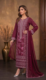 LNF 193 DEEP MAJANTA CHIKAN KARI LAWN 3 PCS