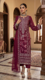 LNF 193 DEEP MAJANTA CHIKAN KARI LAWN 3 PCS