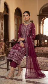 LNF 193 DEEP MAJANTA CHIKAN KARI LAWN 3 PCS