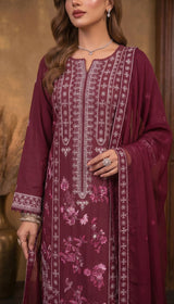 LNF 193 DEEP MAJANTA CHIKAN KARI LAWN 3 PCS