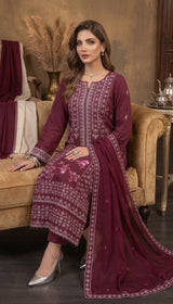 LNF 193 DEEP MAJANTA CHIKAN KARI LAWN 3 PCS