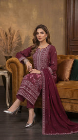 LNF 193 DEEP MAJANTA CHIKAN KARI LAWN 3 PCS