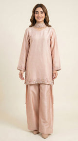 LNF-195 TEA PINK RTW EMBROIDERED SILK
