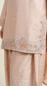 LNF-195 TEA PINK RTW EMBROIDERED SILK