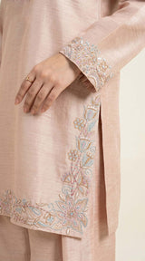 LNF-195 TEA PINK RTW EMBROIDERED SILK