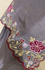 LNF-198 GREY 2 PCS RTW EMBROIDERED SILK
