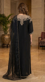 LNF-199 BLACK RTW LONG 3 PCS KAFTAAN