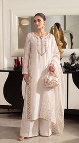 LNF-200 WHITE 3 PCS RTW EMBROIDERED SILK