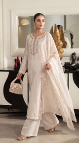 LNF-200 WHITE 3 PCS RTW EMBROIDERED SILK