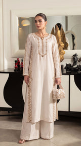 LNF-200 WHITE 3 PCS RTW EMBROIDERED SILK
