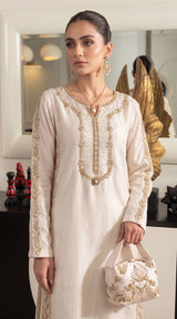 LNF-200 WHITE 3 PCS RTW EMBROIDERED SILK