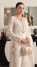 LNF-200 WHITE 3 PCS RTW EMBROIDERED SILK
