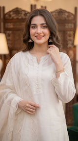 LNF-201 WHITE RTW EMBROIDERED SILK