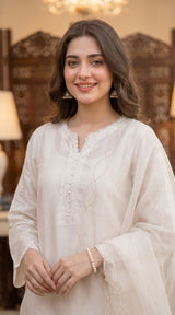 LNF-201 WHITE RTW EMBROIDERED SILK