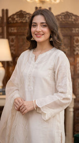 LNF-201 WHITE RTW EMBROIDERED SILK