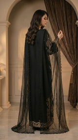 LNF-203 BLACK RTW LONG 3 PCS KAFTAAN