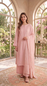 LNF-206 TEA PINK RTW EMBROIDERED SILK