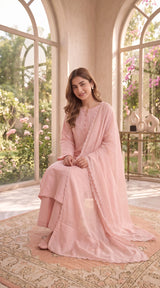LNF-206 TEA PINK RTW EMBROIDERED SILK