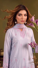 LNF-207 SKY BLUE 3 PCS RTW EMBROIDERED SILK