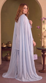 LNF-207 SKY BLUE 3 PCS RTW EMBROIDERED SILK