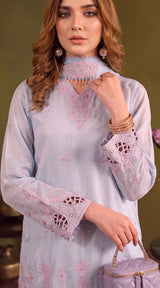 LNF-207 SKY BLUE 3 PCS RTW EMBROIDERED SILK