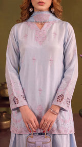 LNF-207 SKY BLUE 3 PCS RTW EMBROIDERED SILK