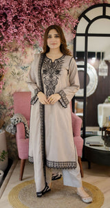 3 PCS LNF-35-GREY VISCOSE SHIRT & TROUSER WITH SHAWL