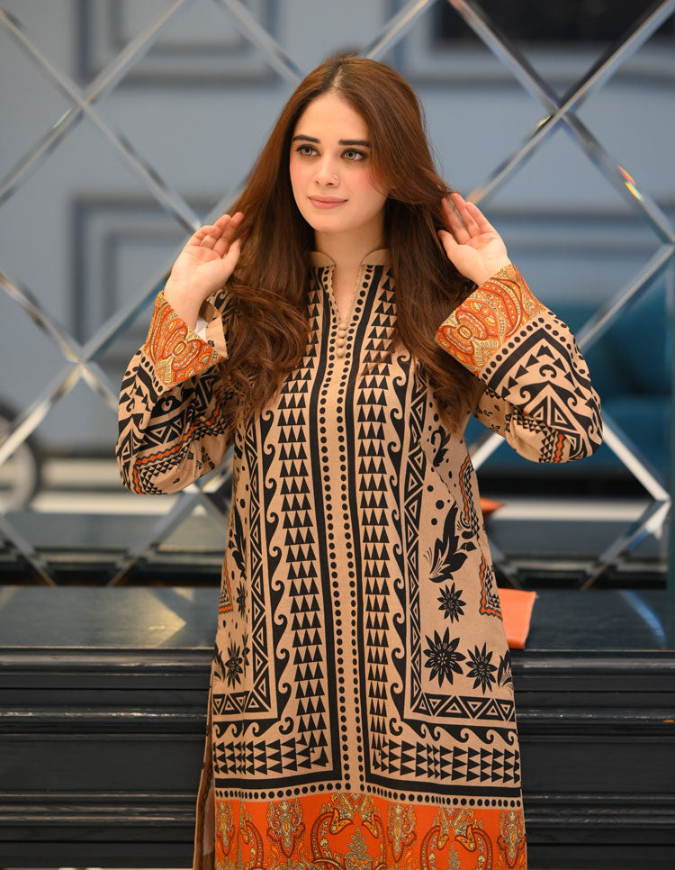 LNF P003 PRINTED CO-ORD SET BEIGE