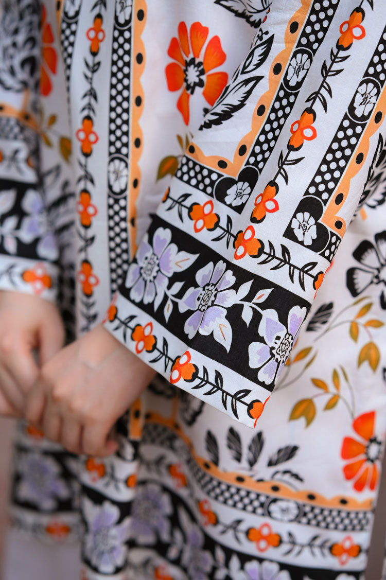 LNF P005 PRINTED CO-ORD SET OFF WHITE