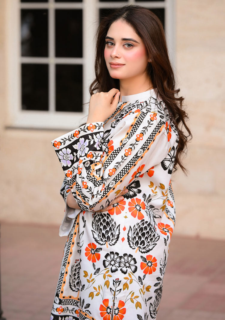 LNF P005 PRINTED CO-ORD SET OFF WHITE
