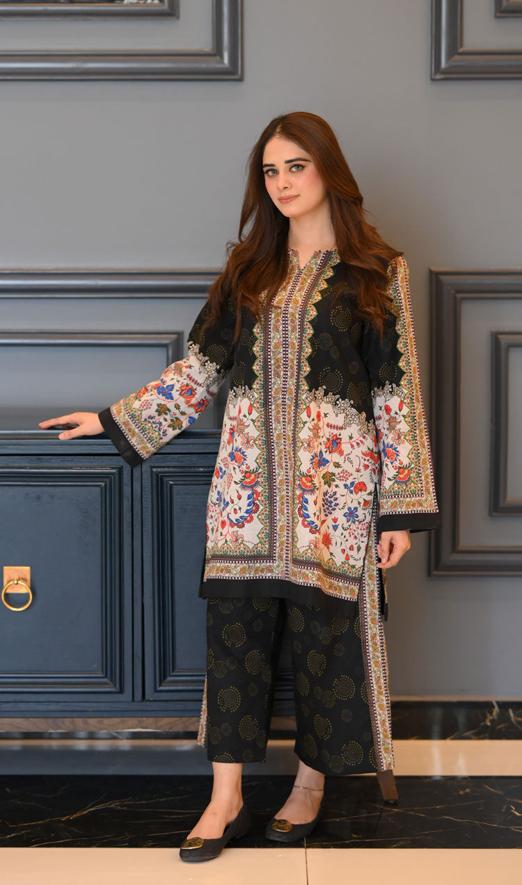 LNF P006 PRINTED CO-ORD SET BLACK