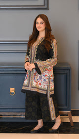 LNF P006 PRINTED CO-ORD SET BLACK