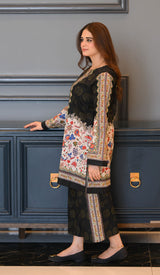 LNF P006 PRINTED CO-ORD SET BLACK
