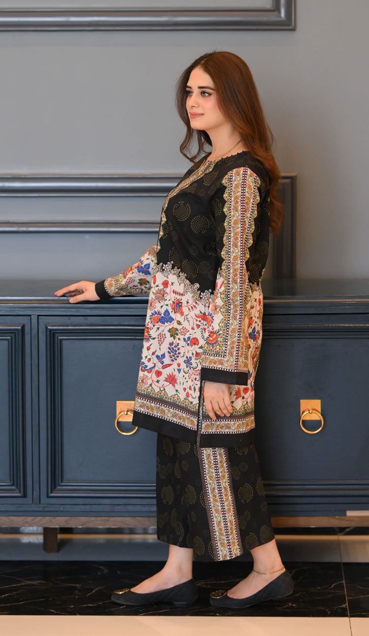LNF P006 PRINTED CO-ORD SET BLACK