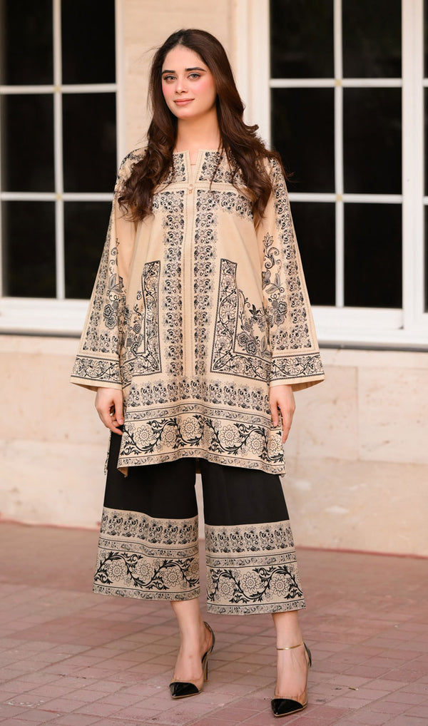 LNF P009 PRINTED CO-ORD SET SKIN-BLACK
