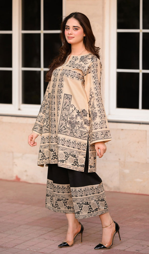 LNF P009 PRINTED CO-ORD SET SKIN-BLACK